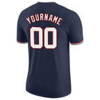 Custom Navy White-Red Performance T-Shirt photo 5