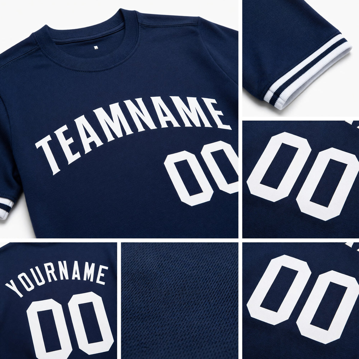 Custom Navy White Performance T-Shirt detail