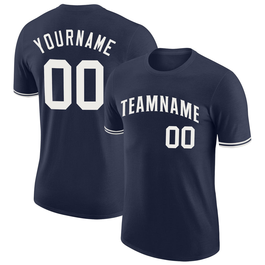 Custom Navy White Performance T-Shirt photo 1