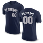 Custom Navy Gray-White Performance T-Shirt