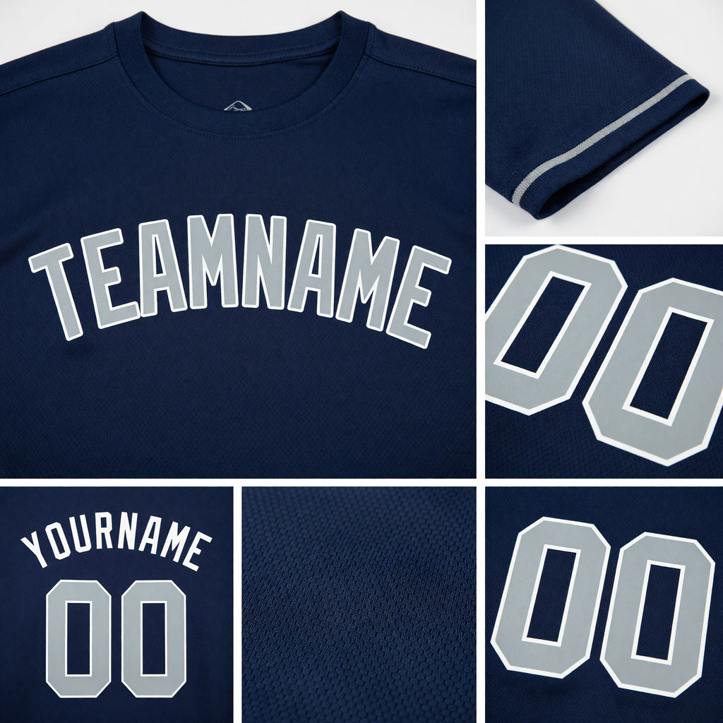 Custom Navy Gray-White Performance T-Shirt detail
