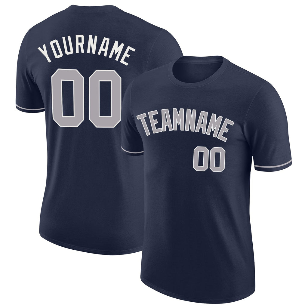 Custom Navy Gray-White Performance T-Shirt photo 1