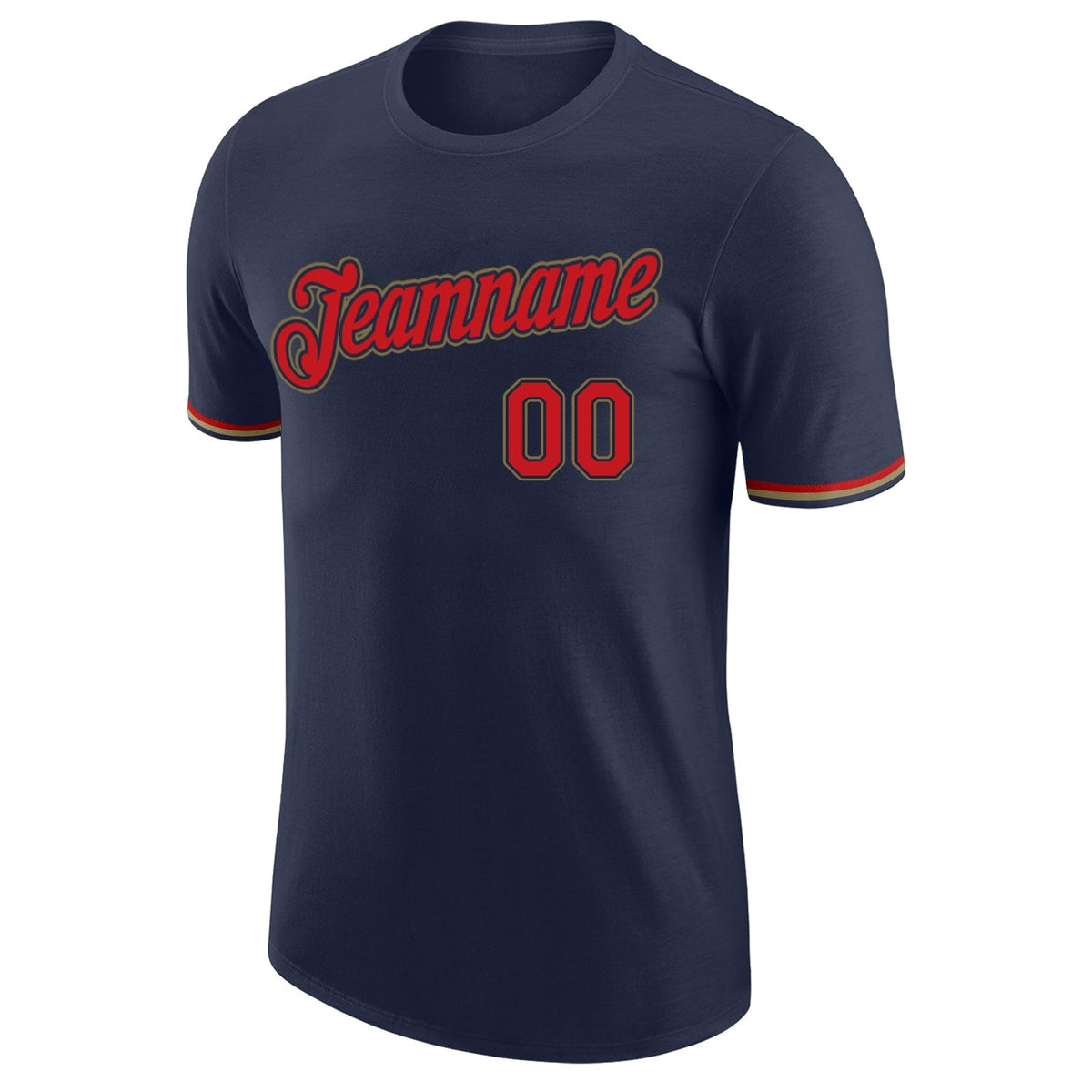 Custom Navy Red-Old Gold Performance T-Shirt photo 4