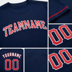 Custom Navy Red-White Performance T-Shirt detail