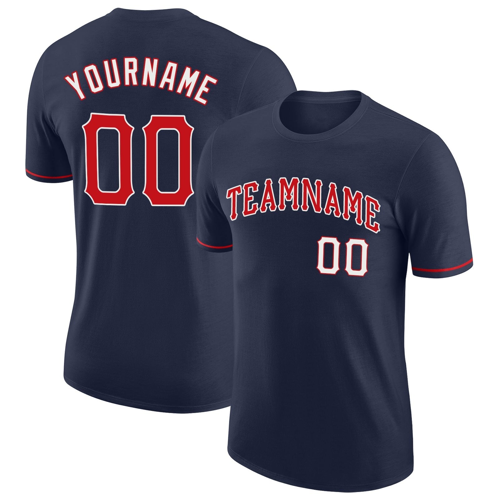 Custom Navy Red-White Performance T-Shirt photo 1
