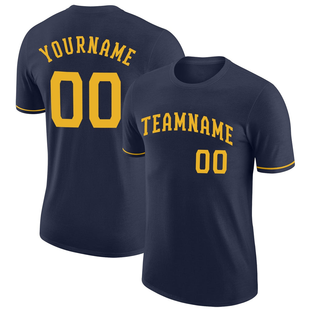 Custom Navy Gold Performance T-Shirt photo 1