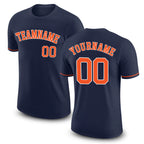 Custom Navy Orange-White Performance T-Shirt