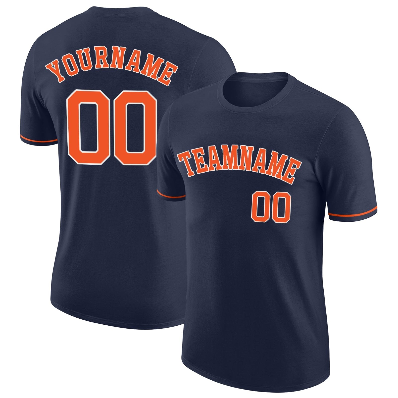 Custom Navy Orange-White Performance T-Shirt photo 1