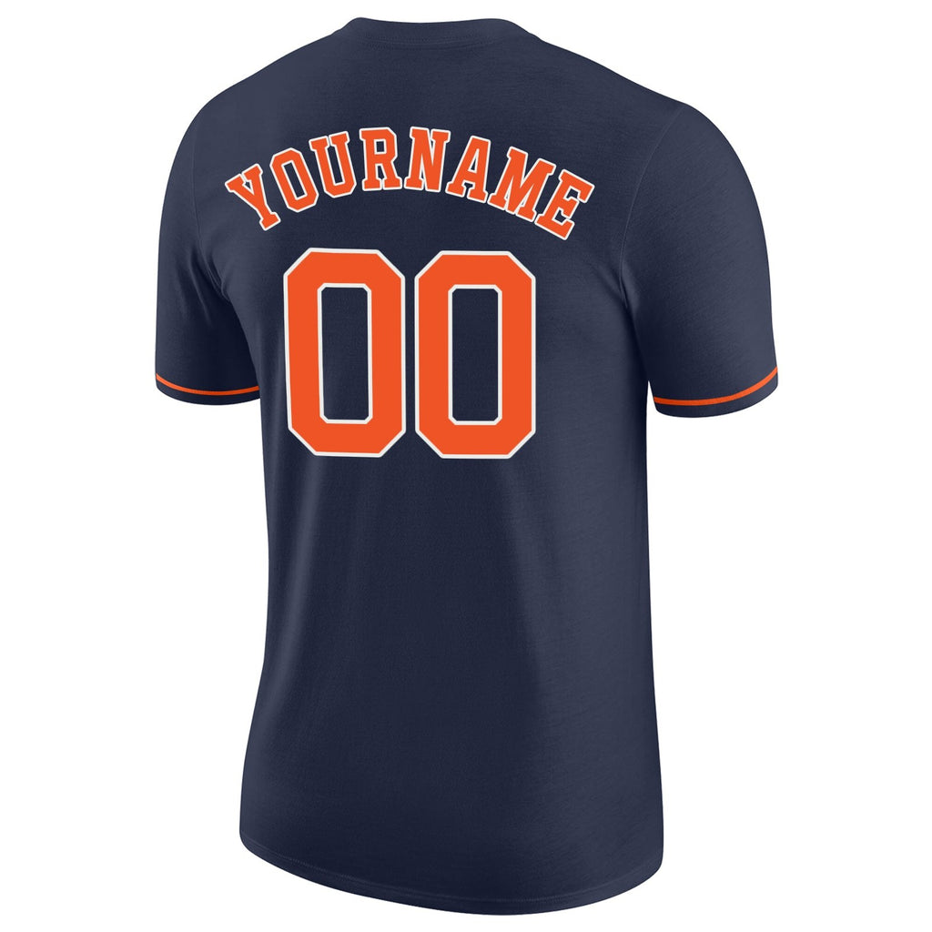 Custom Navy Orange-White Performance T-Shirt photo 5
