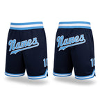 Custom Navy Light Blue-White Authentic Throwback Basketball Shorts