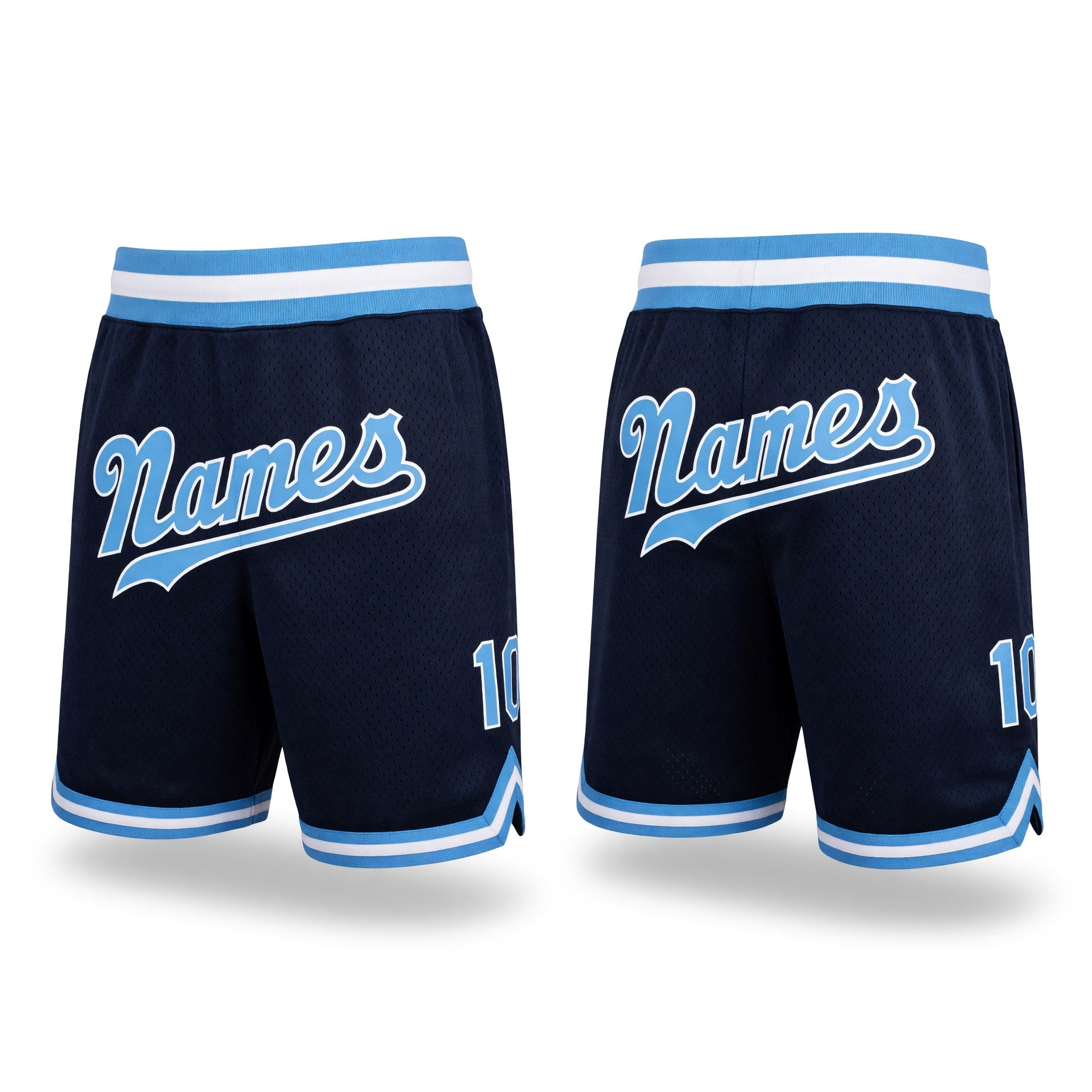Custom Navy Light Blue-White Authentic Throwback Basketball Shorts