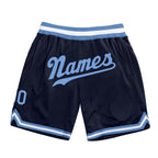 Custom Navy Light Blue-White Authentic Throwback Basketball Shorts photo 1