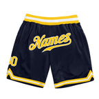 Custom Navy Gold-White Authentic Throwback Basketball Shorts photo 1
