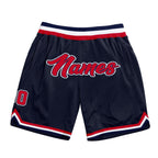 Custom Navy Red-White Authentic Throwback Basketball Shorts photo 1