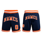 Custom Navy Orange-White Authentic Throwback Basketball Shorts