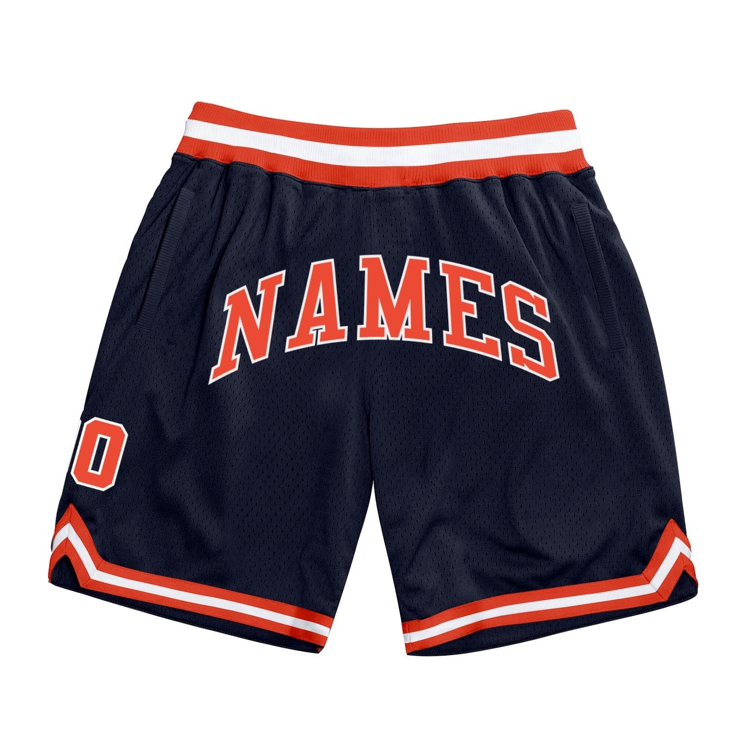 Custom Navy Orange-White Authentic Throwback Basketball Shorts photo 1