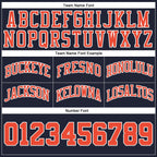 Custom Navy Orange-White Authentic Throwback Basketball Shorts photo 2