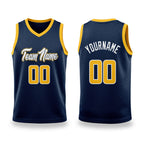 Custom Navy Gold-White Authentic Throwback Basketball Jersey