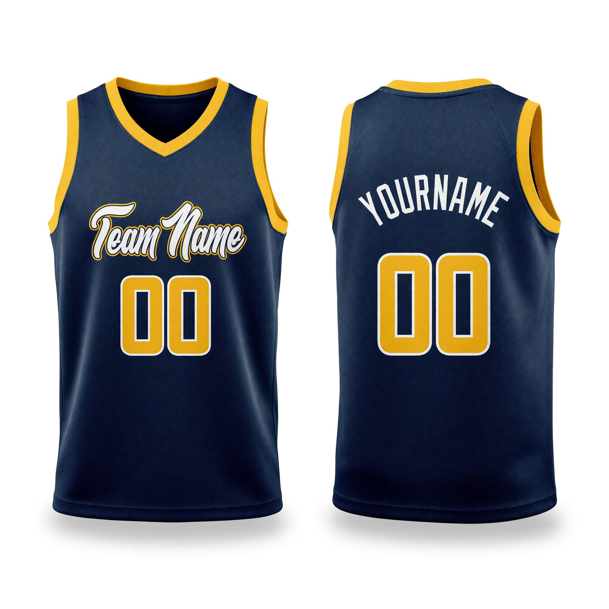Custom Navy Gold-White Authentic Throwback Basketball Jersey