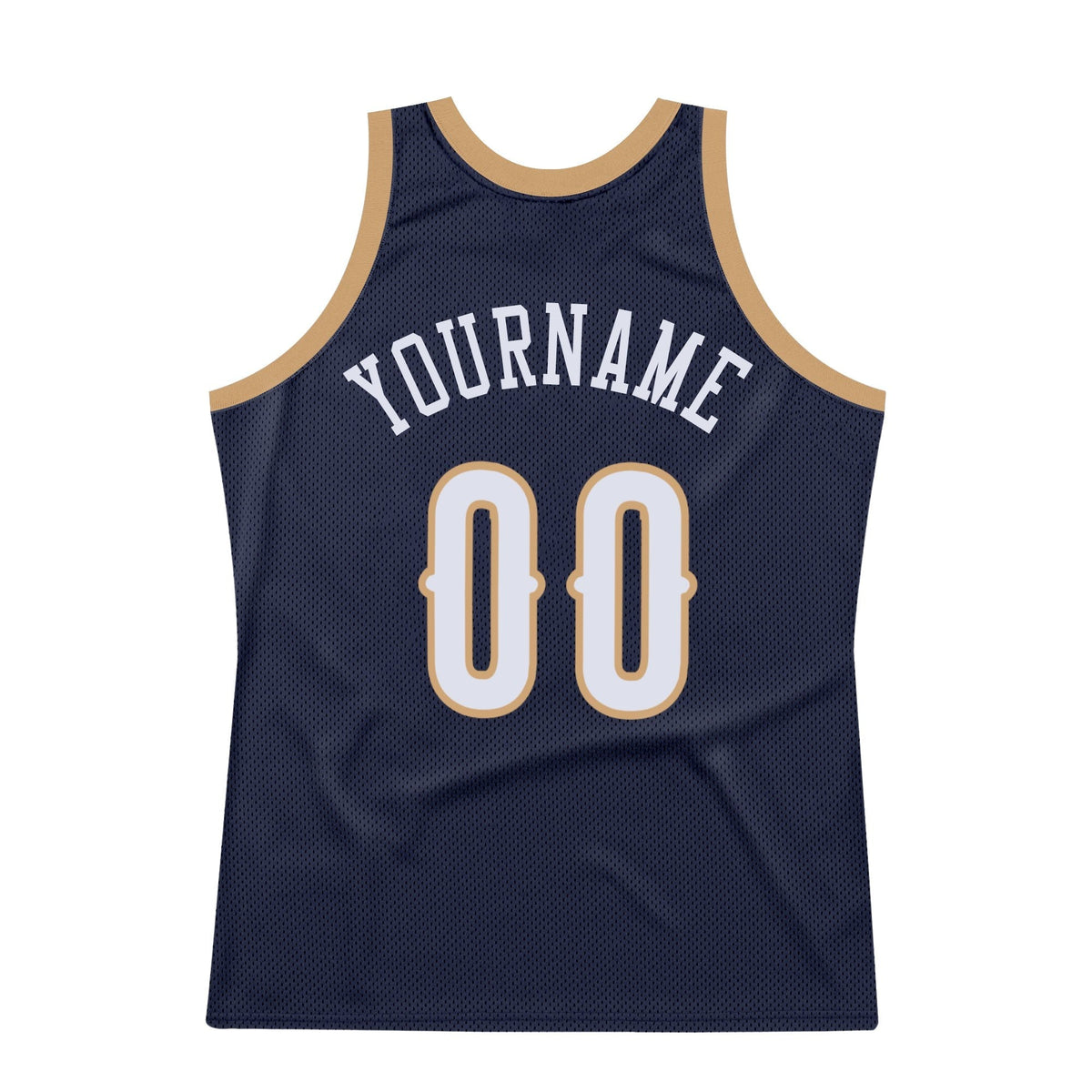 Custom Navy White-Old Gold Authentic Throwback Basketball Jersey photo 6