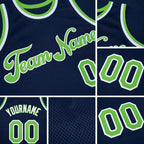Custom Navy Neon Green-White Authentic Throwback Basketball Jersey detail