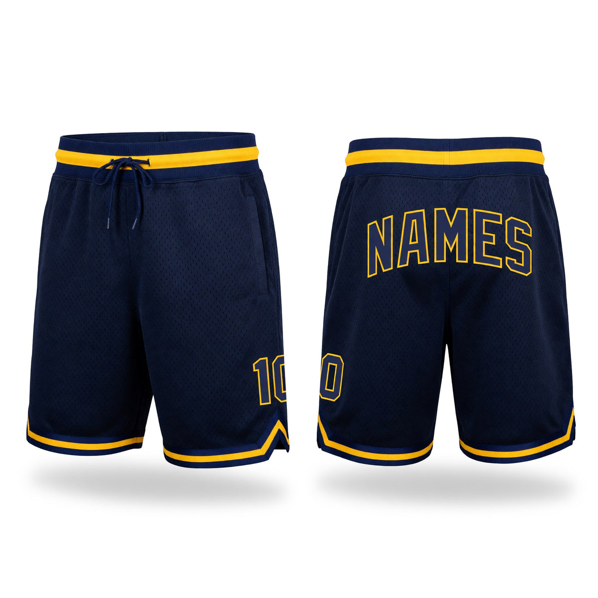 Custom Navy Navy-Gold Authentic Throwback Basketball Shorts