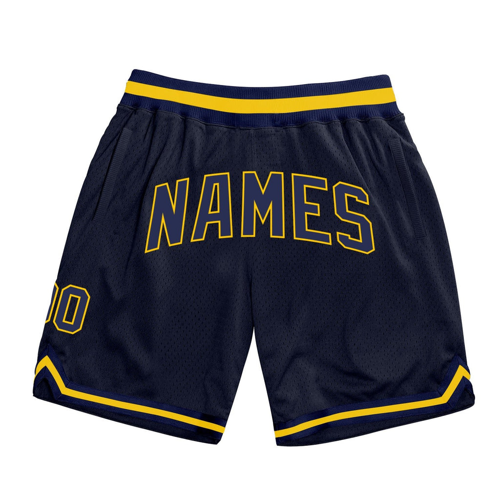 Custom Navy Navy-Gold Authentic Throwback Basketball Shorts photo 1