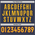 Custom Navy Gold-Orange Authentic Throwback Basketball Jersey photo 3