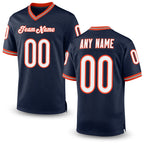 Custom Navy White-Orange Mesh Authentic Throwback Football Jersey