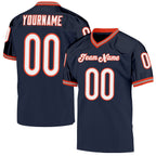 Custom Navy White-Orange Mesh Authentic Throwback Football Jersey photo 1