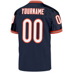 Custom Navy White-Orange Mesh Authentic Throwback Football Jersey photo 3
