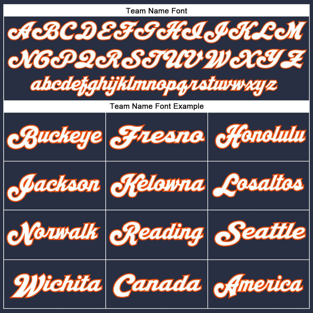 Custom Navy White-Orange Mesh Authentic Throwback Football Jersey photo 5