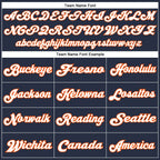 Custom Navy White-Orange Mesh Authentic Throwback Football Jersey photo 5