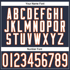 Custom Navy White-Orange Mesh Authentic Throwback Football Jersey photo 6