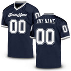 Custom Navy White-Gray Mesh Authentic Throwback Football Jersey