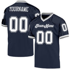 Custom Navy White-Gray Mesh Authentic Throwback Football Jersey photo 1