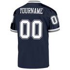 Custom Navy White-Gray Mesh Authentic Throwback Football Jersey photo 3