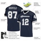 Custom Navy White-Gray Mesh Authentic Throwback Football Jersey photo 4