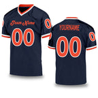 Custom Navy Orange-White Mesh Authentic Throwback Football Jersey