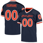 Custom Navy Orange-White Mesh Authentic Throwback Football Jersey photo 1