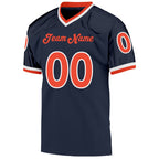 Custom Navy Orange-White Mesh Authentic Throwback Football Jersey photo 2