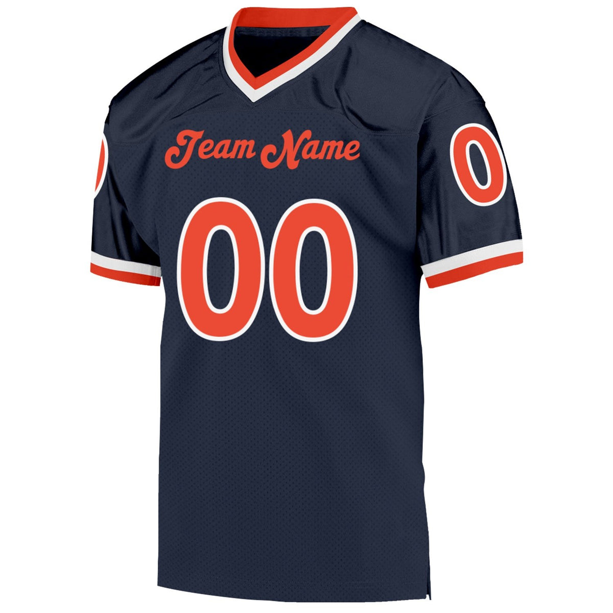 Custom Navy Orange-White Mesh Authentic Throwback Football Jersey photo 2