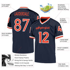 Custom Navy Orange-White Mesh Authentic Throwback Football Jersey photo 4