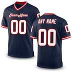Custom Navy White-Red Mesh Authentic Throwback Football Jersey