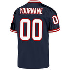 Custom Navy White-Red Mesh Authentic Throwback Football Jersey photo 3