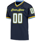 Custom Navy White-Powder Blue Mesh Authentic Throwback Football Jersey photo 2