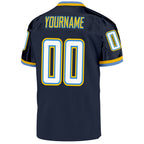 Custom Navy White-Powder Blue Mesh Authentic Throwback Football Jersey photo 3