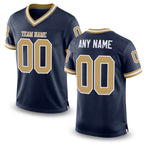 Custom Navy Old Gold-White Mesh Authentic Throwback Football Jersey