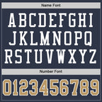 Custom Navy Old Gold-White Mesh Authentic Throwback Football Jersey photo 3