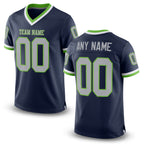 Custom Navy Gray-Neon Green Mesh Authentic Throwback Football Jersey